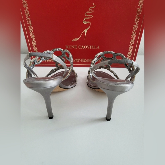 Rene Caovilla Silver Embellished Heels - Size 37.5 - Picture 3 of 14